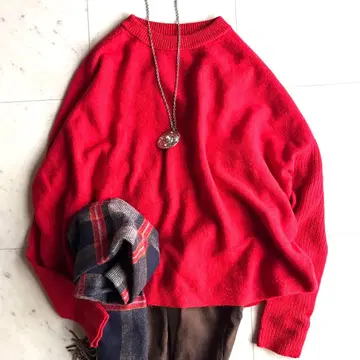 새상품급 언타이틀 긴팔 실크 캐시미어 혼방 워셔블 니트 스웨터 2 레드