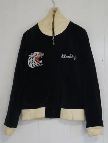 블랙탑 모터사이클 벨로아 스카잔 자켓 호랑이 스컬 자수