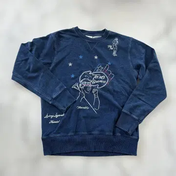 하오밍 블루 네이비 자수 트레이닝복 롱 T M 데님 라이크