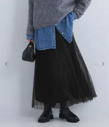 그린라벨 2WAY 튤 플리츠 스커트