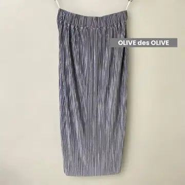 OLIVE des OLIVE 샤이니 플리츠 스커트 블루