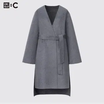 UNIQLO 유니클로 더블 페이스 랩 코트 XL 그레이