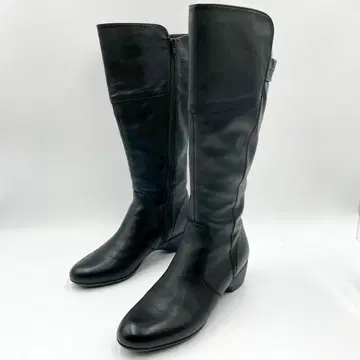 새상품급 핏핏 롱 부츠 천연 가죽 24.0 블랙 Y1270