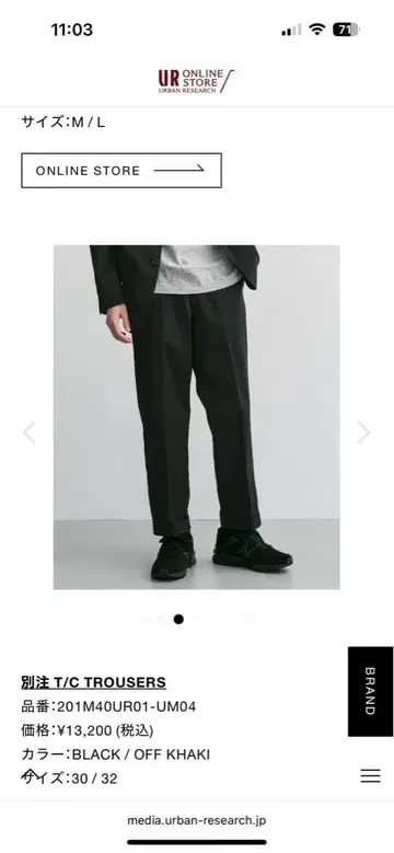 DICKIES URBAN RESEARCH 별주 트라우저 L 사이즈 블랙