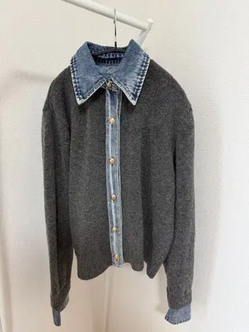 한국 성수역 빈티지샵 울 데님 카라 부착 긴팔 가디건