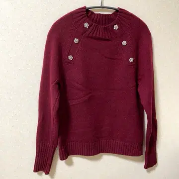 J.Crew 버건디 긴팔 스웨터 디자인 버튼 와인색 니트 S