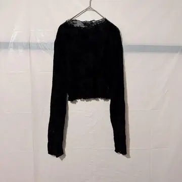 새상품급 SHEIN 블랙 크롭 상의 [ XL ] 벨벳 꽃무늬