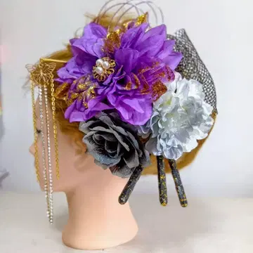 17일까지 500엔 할인 중 머리 장식 성인식 결혼식 기념일 보라색 비녀