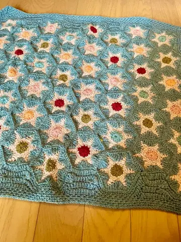 핸드메이드 컬러풀 별 모양 모티브 담요 멀티 커버