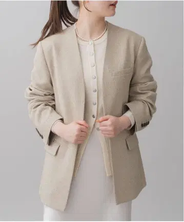 & NAVY 노카라 트위드 자켓