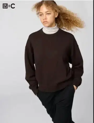 완판 UNIQLO 스무스 코튼 크루넥 스웨터 다크 브라운 XL
