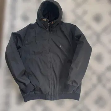 Volcom 블랙 후드 부착 점퍼 XXL