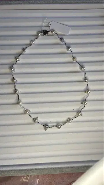 실버 925 펄 장식 목걸이 약 40cm