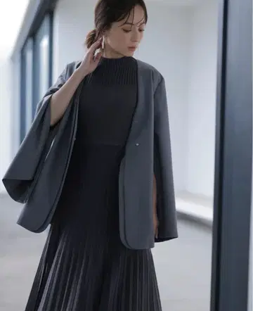 anuans 보틀넥 시어 니트 원피스