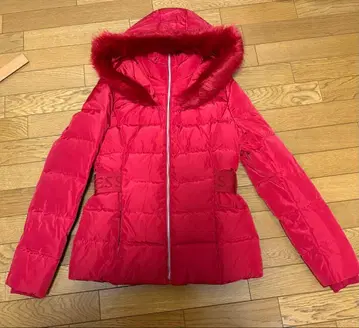 GUESS 후드 부착 다운 자켓 S 빨간색