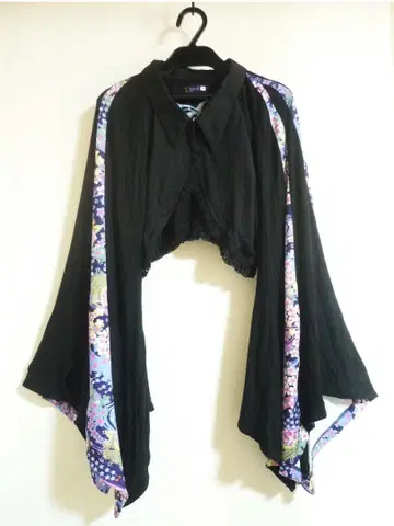 고우크 gouk 마사 와이드 소매 스트레치 일본풍 패턴 볼레로 가디건 F