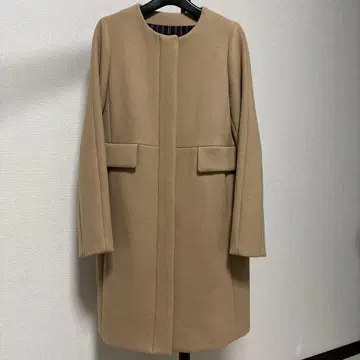 MACPHEE 노카라 롱 코트 스트라이프 안감 40