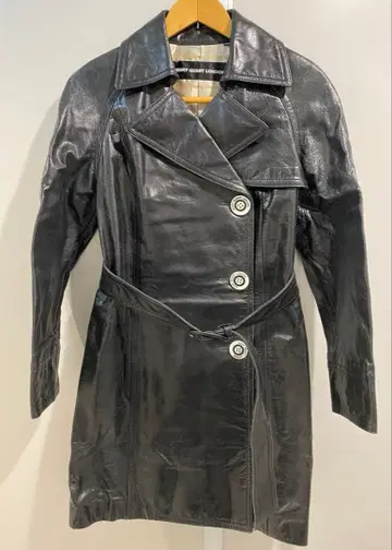 레어 새상품급 마리 퀀트 천연 가죽 트렌치코트 M 사이즈