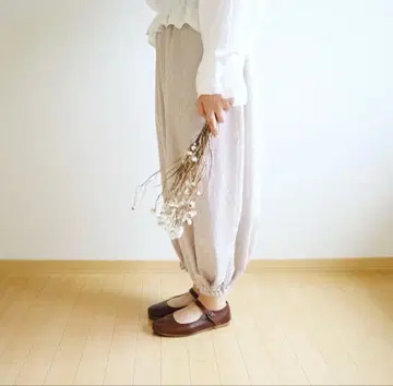 핸드메이드 작가 ellie 깅엄 체크 드로워즈 팬츠