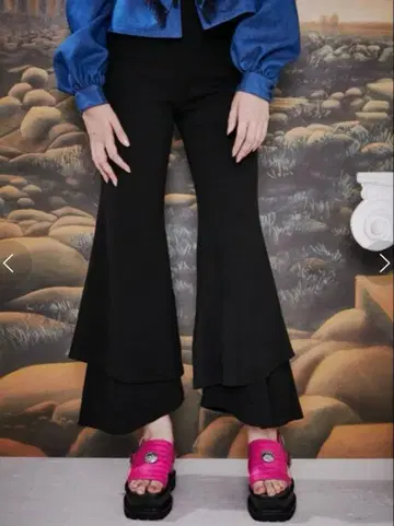 PAMEO POSE On The Waves 팬츠 플레어 리브 팬츠