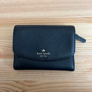 케이트 스페이드 블랙 가죽 3단 폴더형 지갑