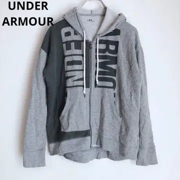 언더아머 긴팔 후드티 후드 집업 빅 로고 면 혼방 그레이