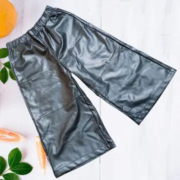 인조 가죽 팬츠 이지 팬츠 가우초 팬츠 와이드 팬츠 허리밴딩