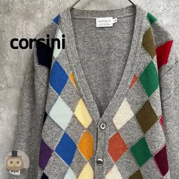 [일본제] corsini 아가일 니트 가디건 얇은 소재 구제 의류
