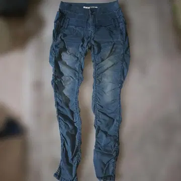 오샤레 워커/W 허리 주름 데님