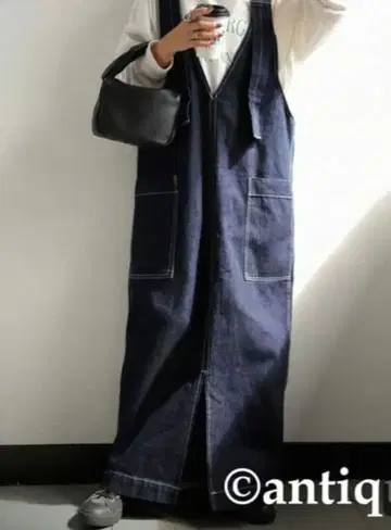 안티카 데님 블루 살로펫 스커트