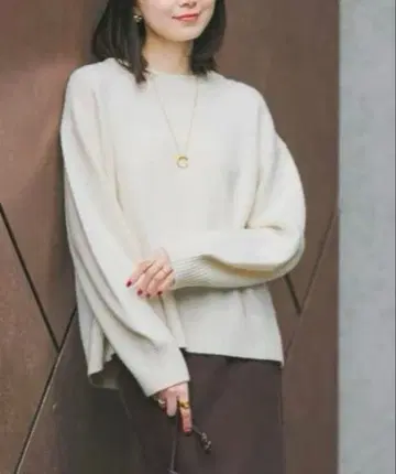 noble Super160s 더블 리브 크루 니트 화이트