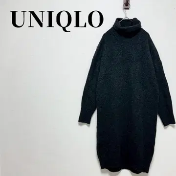 유니클로 수플레얀 터틀넥 원피스 긴팔 루즈핏 사이즈 S 그레이