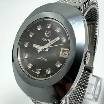 RADO 다이아스타 자동 시계 블랙 다이얼 실버 남성용 (작동 불가)