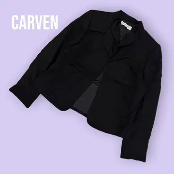 CARVEN 블랙 포멀 자켓 프릴 칼라 무지 S-1017