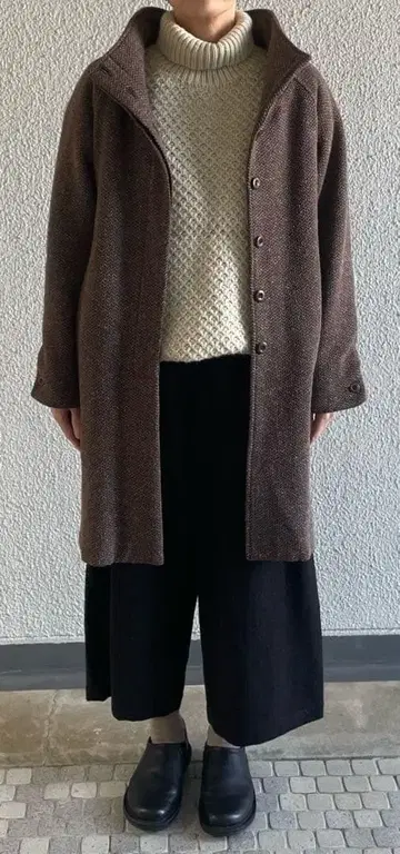 하이넥 롱 코트