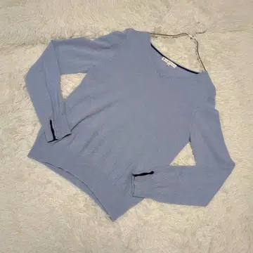 쿠미교쿠 쿠미쿄쿠 V넥 니트 스웨터 캐시미어 95% 라이트 블루 2