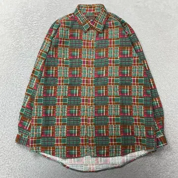 빈티지 ZIENKUIE 프린트 체크 플란넬 셔츠 구제 의류