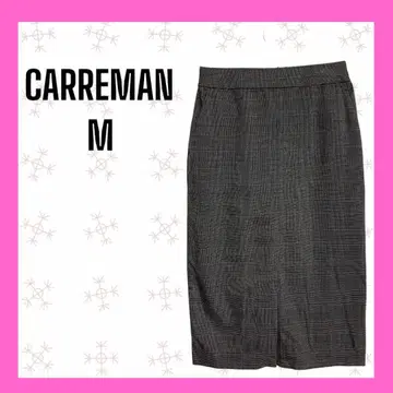 [CARREMAN] 미사용 체크 슬릿 롱 타이트 스커트 오피스