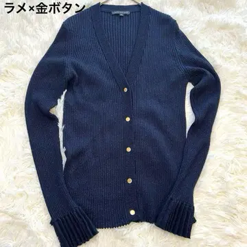 타라 저먼 네이비 가디건 M 라메 골드 버튼 멜로우 플레어 소매