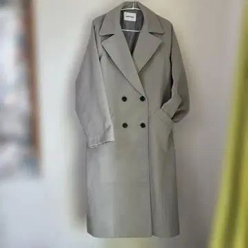 그레이 더블 브레스트 롱 코트 XL