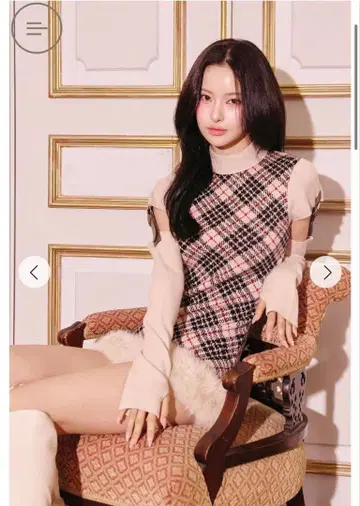 벨티드 격자 무늬 퍼 미니 원피스 randy