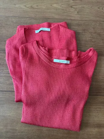 ANAYI 레드 리브 오부 소매 상의 가디건