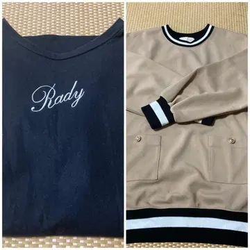 Rady 블랙 자수 반팔 T셔츠 베이지 긴팔 원피스