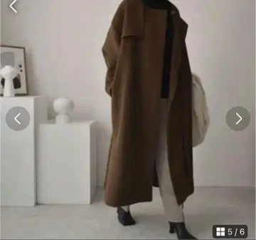 Lavish Gate 사이드 벨트 노카라 울 트렌치코트