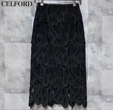 [ CELFORD ] 하트 레이스 스커트 블랙 S 사이즈