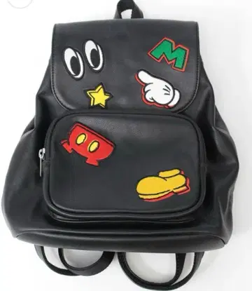 디즈니 캐릭터 자수 블랙 백팩 미키
