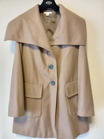 인기 베이지 A라인 코트 여배우 옷깃 울 코트