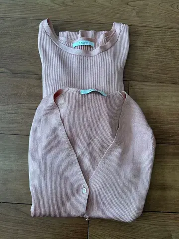 ANAYI 핑크 가디건 앙상블 오부 소매