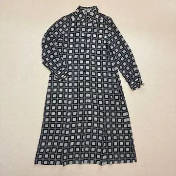 vintage 모노톤 롱 원피스 격자 무늬 아카이브 y2k