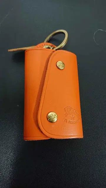 일 비종떼 가죽 키케이스 오렌지 계열 천연 가죽 이탈리아제